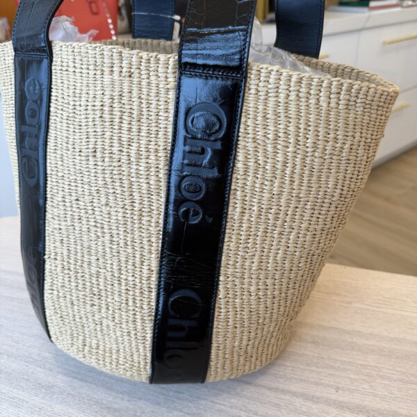Chloe Large Woody Basket in Natural Fibers Leather