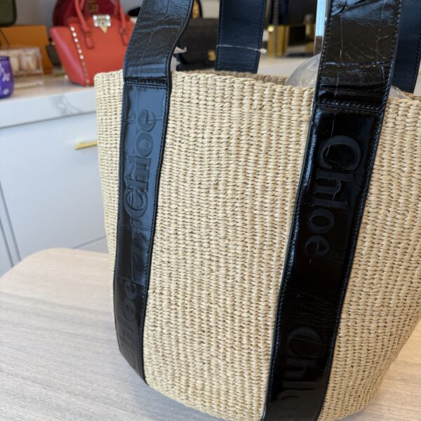 Chloe Large Woody Basket in Natural Fibers Leather