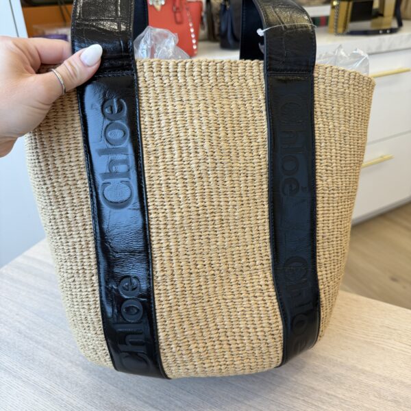 Chloe Large Woody Basket in Natural Fibers Leather
