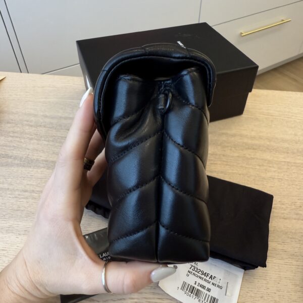 Saint Laurent (YSL) Calfskin Y Quilted Monogram Toy Loulou Satchel Black and Black hardware