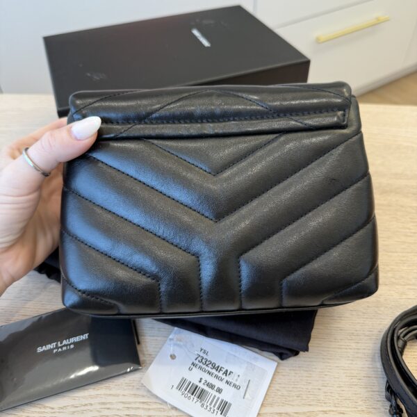 Saint Laurent (YSL) Calfskin Y Quilted Monogram Toy Loulou Satchel Black and Black hardware