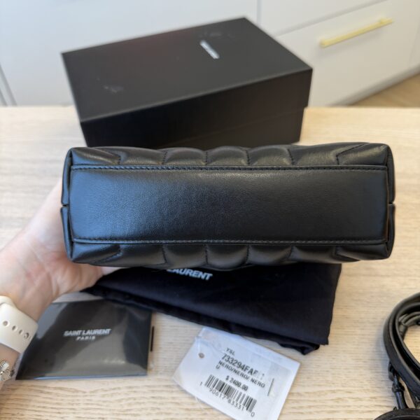 Saint Laurent (YSL) Calfskin Y Quilted Monogram Toy Loulou Satchel Black and Black hardware