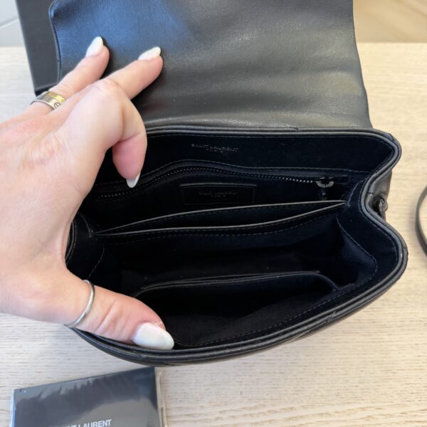 Saint Laurent (YSL) Calfskin Y Quilted Monogram Toy Loulou Satchel Black and Black hardware