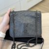 Saint Laurent (YSL) Crinkled Calfskin Matelasse Monogram Niki Chain Wallet Storm