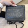 Saint Laurent (YSL) Crinkled Calfskin Matelasse Monogram Niki Chain Wallet Storm