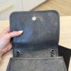 Saint Laurent (YSL) Crinkled Calfskin Matelasse Monogram Niki Chain Wallet Storm
