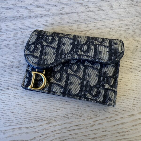 Christian Dior Oblique Saddle Card Holder Blue