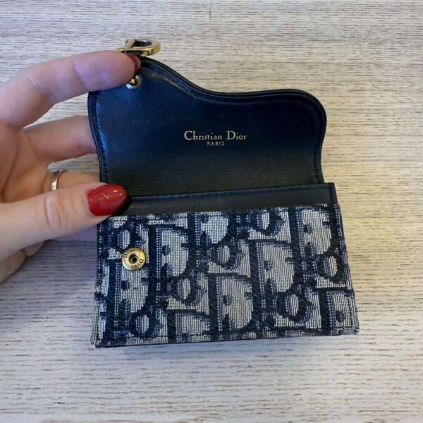 Christian Dior Oblique Saddle Card Holder Blue