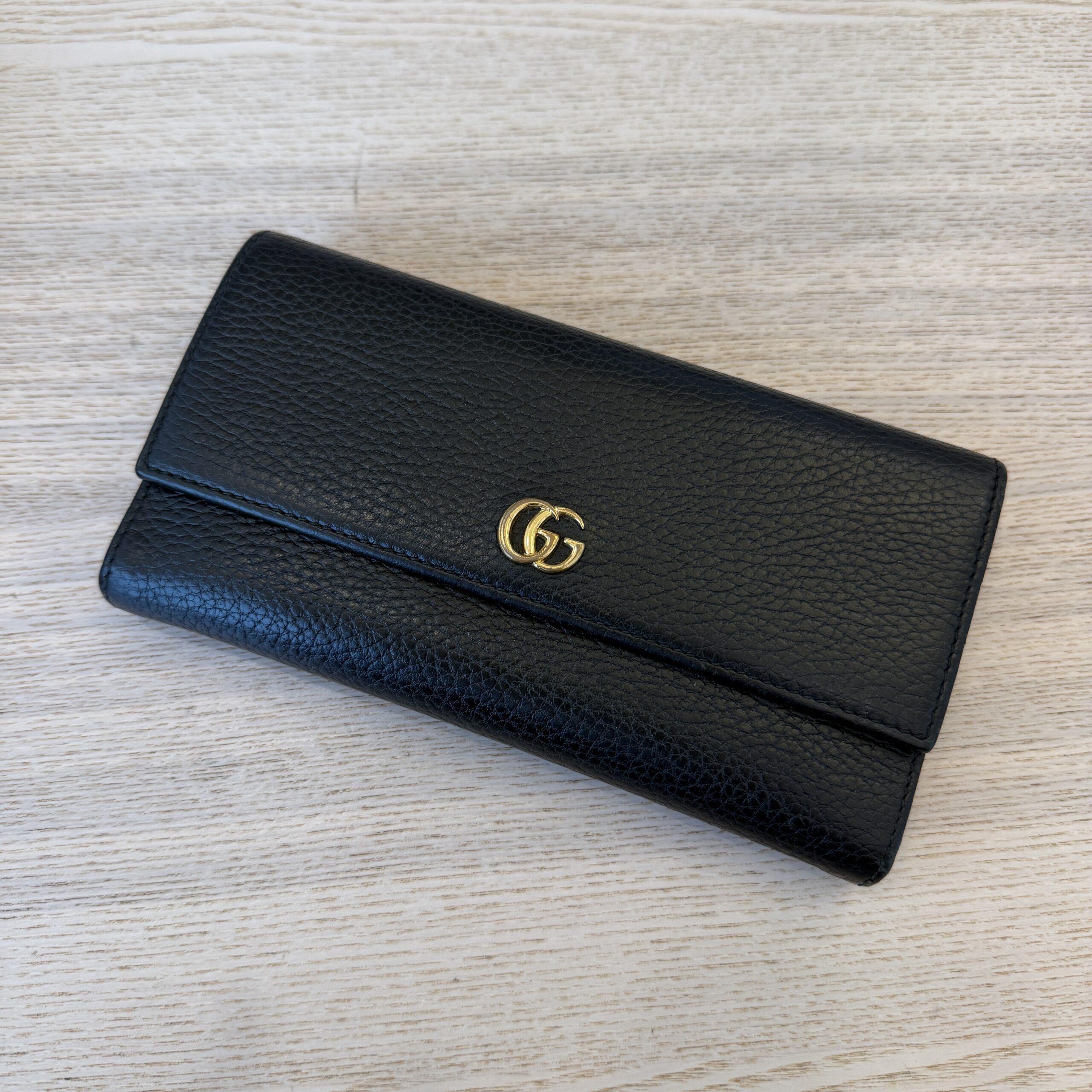 Gucci Dollar Calfskin Petite GG Marmont Wallet Black