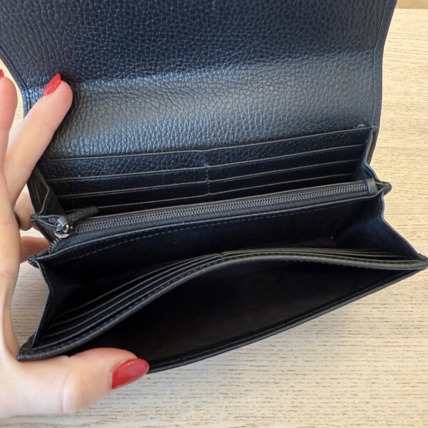 Gucci Dollar Calfskin Petite GG Marmont Wallet Black