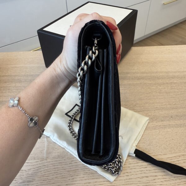 Gucci Velvet Crystal GG Monogram Mini Dionysus Chain Wallet Blue Black