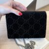 Gucci Velvet Crystal GG Monogram Mini Dionysus Chain Wallet Blue Black