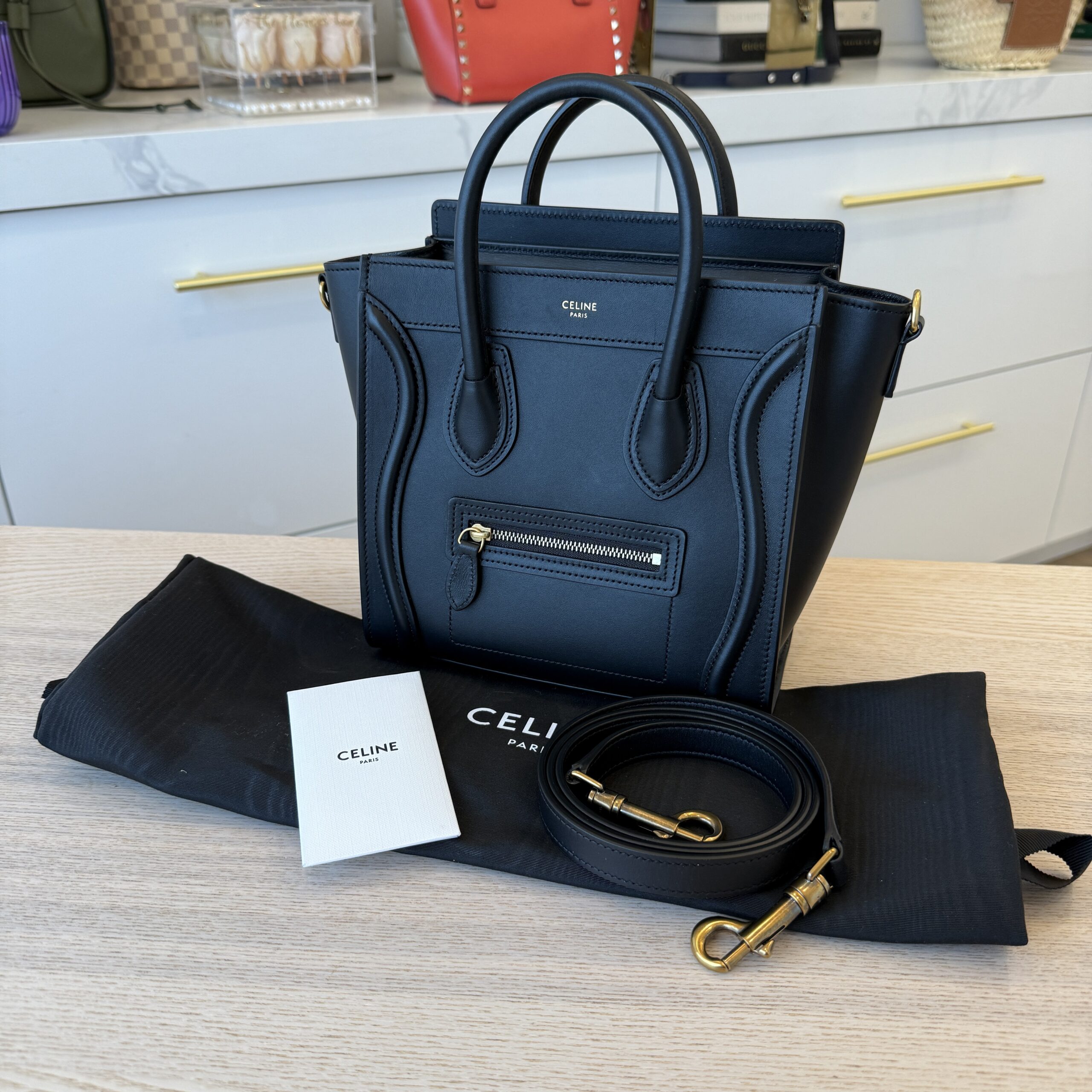 Celine Smooth Calfskin Nano Luggage Black