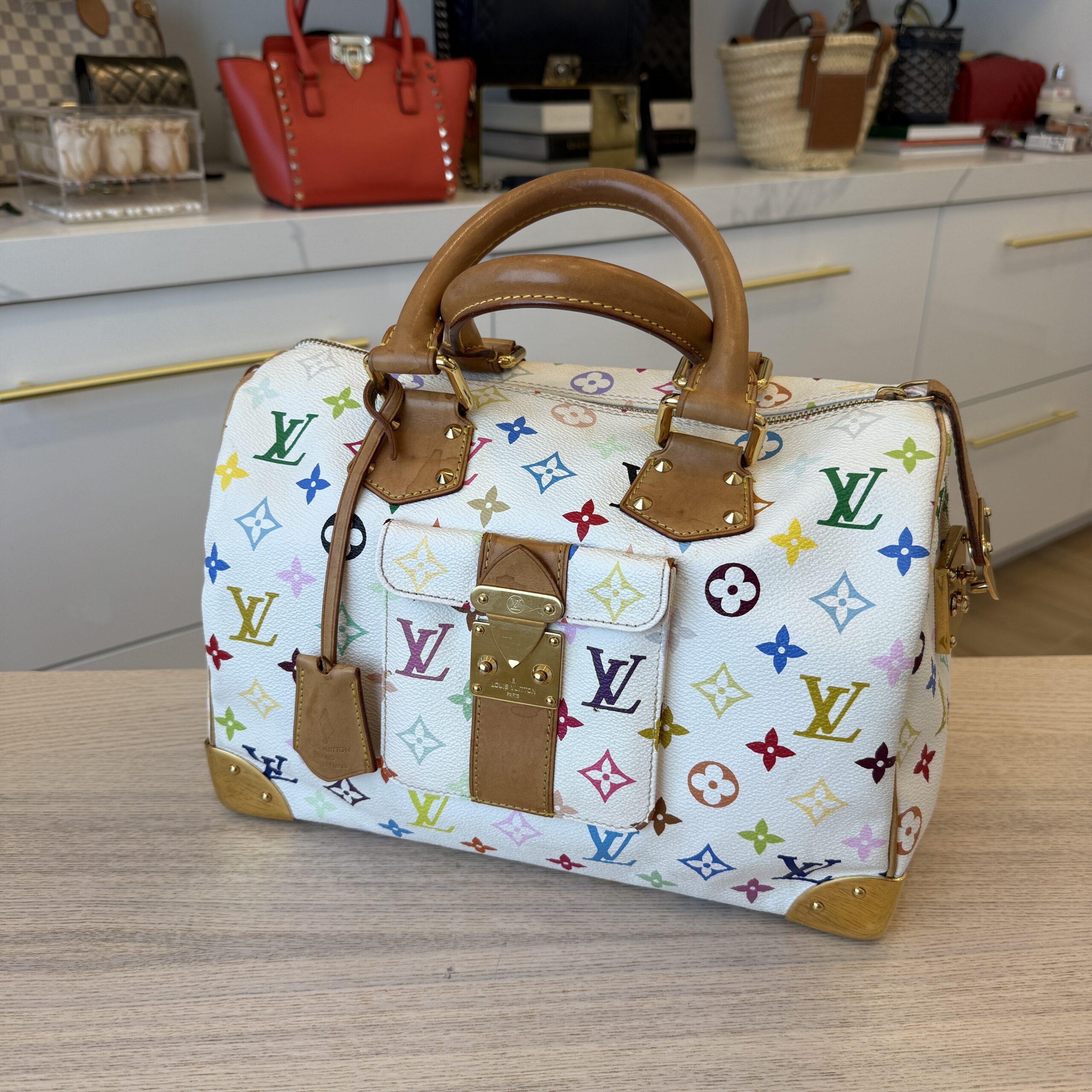 Louis Vuitton Monogram Multicolor Speedy 30 White