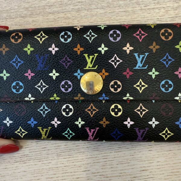 Louis Vuitton Multicolor Monogram Sarah Wallet Noir and Pistachio