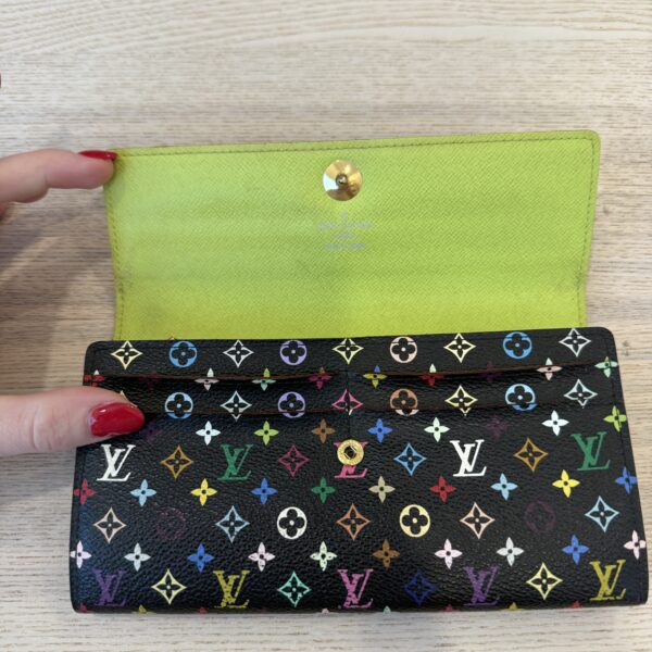 Louis Vuitton Multicolor Monogram Sarah Wallet Noir and Pistachio