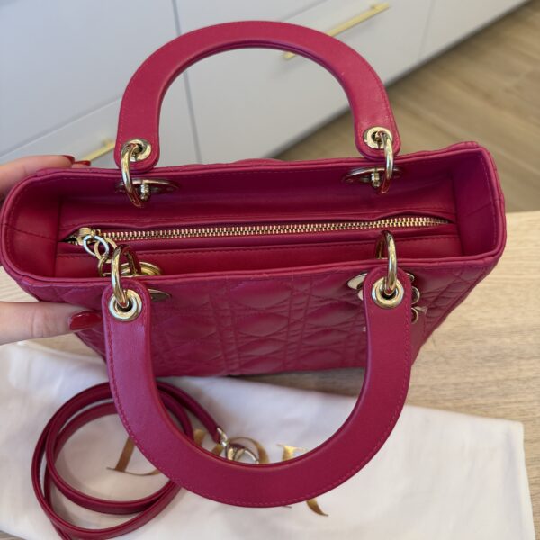 Christian Dior Lambskin Cannage Medium Lady Dior Gold Hardware Pink
