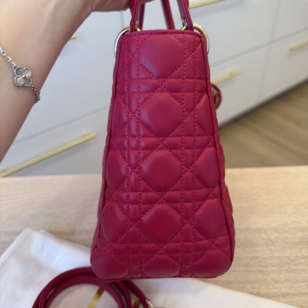 Christian Dior Lambskin Cannage Medium Lady Dior Gold Hardware Pink
