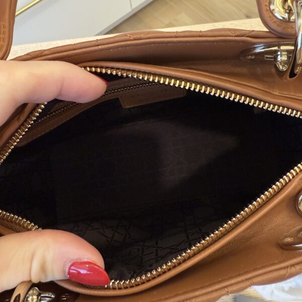 Christian Dior Lambskin Cannage Medium Lady Dior Caramel Gold Hardware
