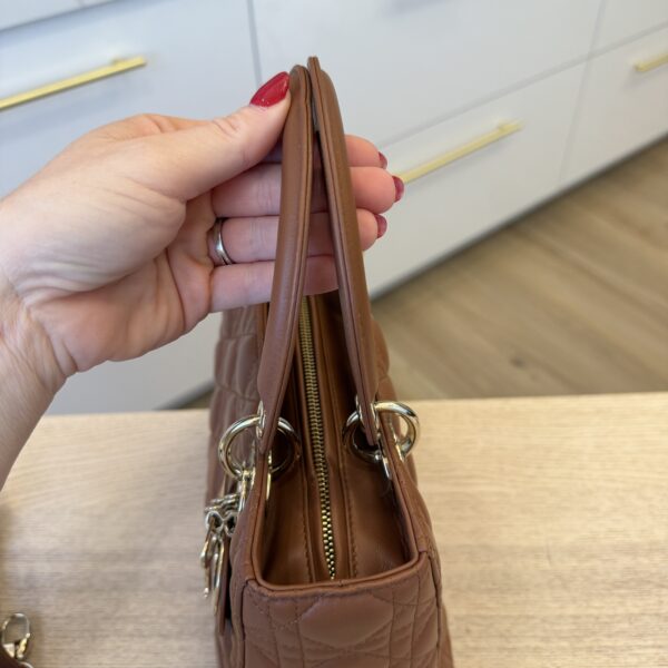Christian Dior Lambskin Cannage Medium Lady Dior Caramel Gold Hardware