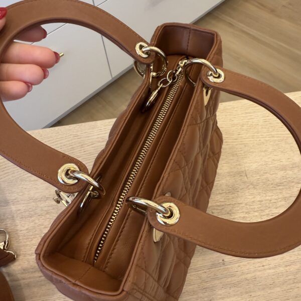 Christian Dior Lambskin Cannage Medium Lady Dior Caramel Gold Hardware