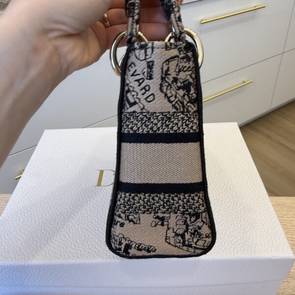 Christian Dior Canvas Embroidered Mini Plan de Paris Lady D-Lite Beige Black