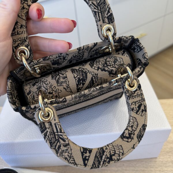 Christian Dior Canvas Embroidered Mini Plan de Paris Lady D-Lite Beige Black