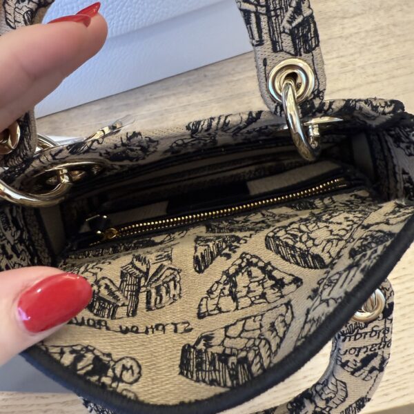 Christian Dior Canvas Embroidered Mini Plan de Paris Lady D-Lite Beige Black