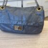 Chanel Metallic Crackled Calfskin Perforated Drill Flap Silver