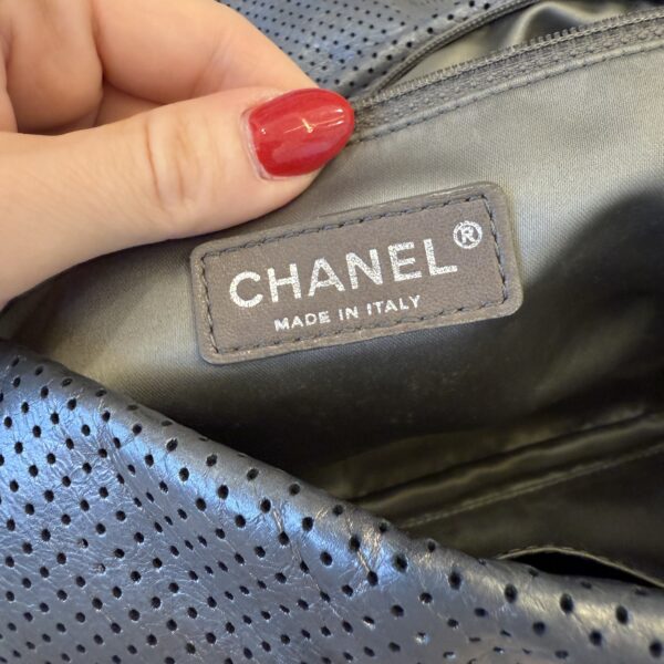 Chanel Metallic Crackled Calfskin Perforated Drill Flap Silver