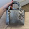 Christian Dior Metallic Patent Micro-Cannage Mini Lady Dior Silver