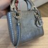 Christian Dior Metallic Patent Micro-Cannage Mini Lady Dior Silver