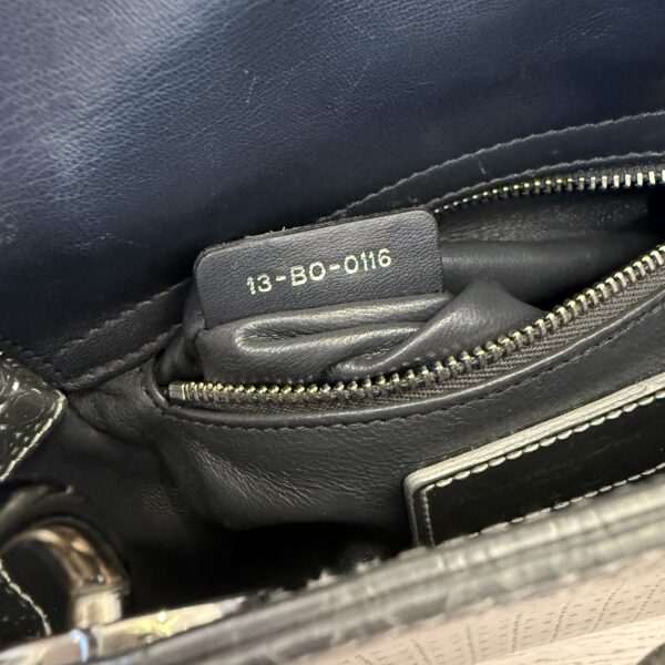 Christian Dior Metallic Patent Micro-Cannage Mini Lady Dior Silver