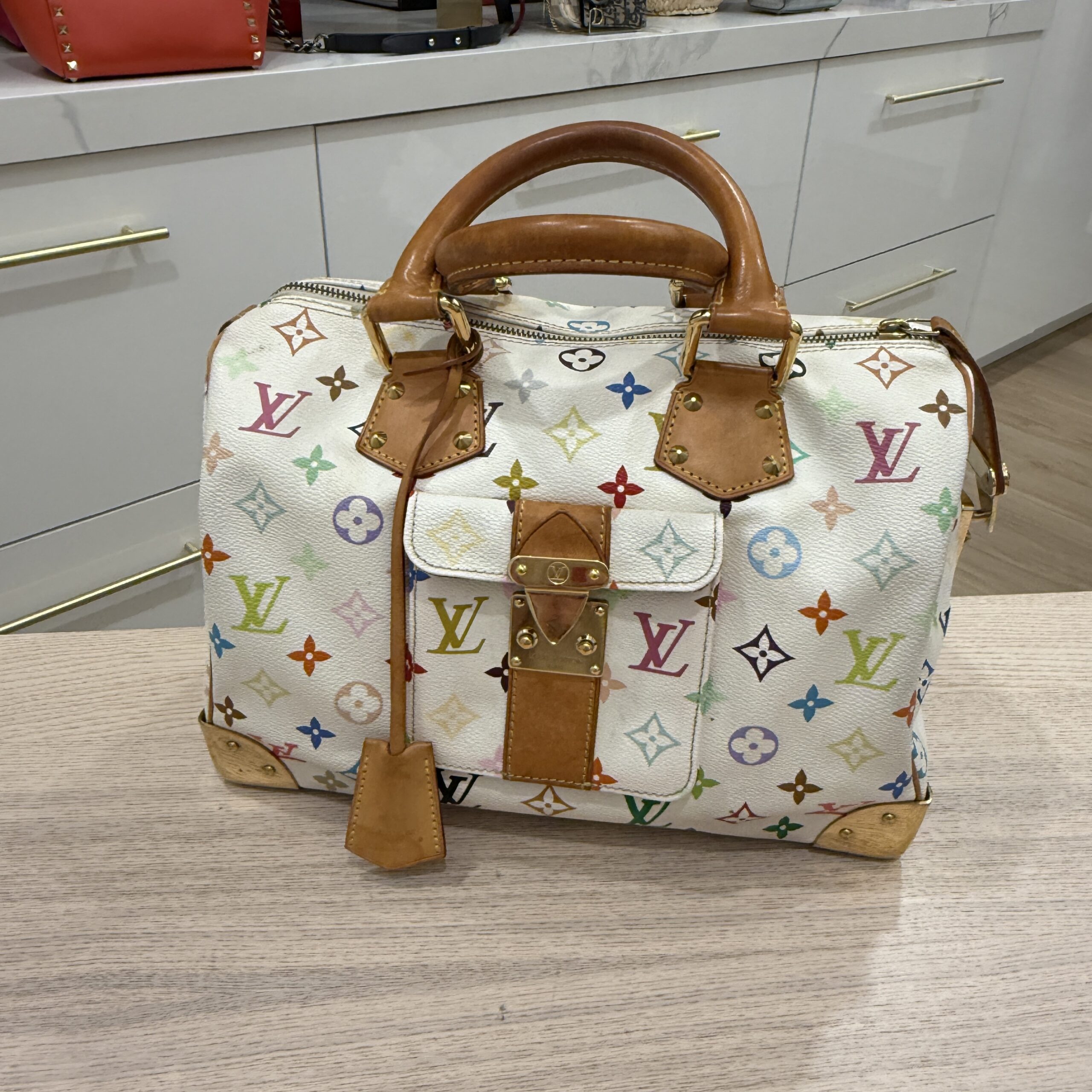Louis Vuitton Monogram Multicolor Speedy 30 White