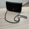 Chanel Calfskin Quilted Wallet on Chain WOC Black Silver Hardware