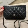 Chanel Calfskin Quilted Wallet on Chain WOC Black Silver Hardware