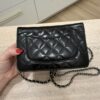 Chanel Calfskin Quilted Wallet on Chain WOC Black Silver Hardware