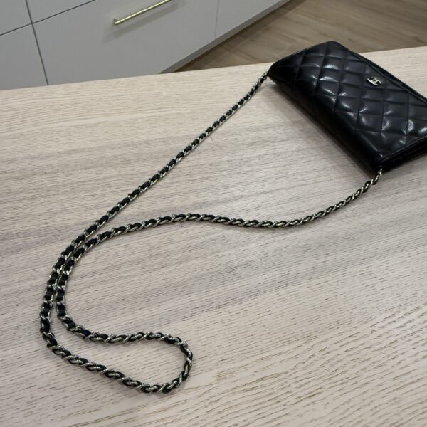 Chanel Calfskin Quilted Wallet on Chain WOC Black Silver Hardware