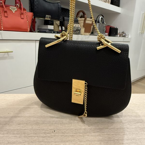 Chloe Grained Lambskin Drew Shoulder Bag Black