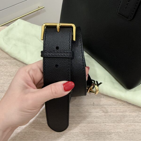 Burberry Banner NM Tote Leather with Vintage Check Canvas Small Black