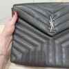 Saint Laurent Calfskin Y Quilted Monogram Loulou Document Holder Dark Grey SHW