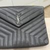 Saint Laurent Calfskin Y Quilted Monogram Loulou Document Holder Dark Grey SHW