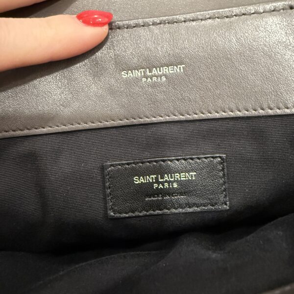 Saint Laurent Calfskin Y Quilted Monogram Loulou Document Holder Dark Grey SHW