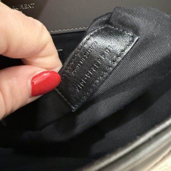 Saint Laurent Calfskin Y Quilted Monogram Loulou Document Holder Dark Grey SHW