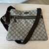Gucci Front Zip Flat Messenger Bag GG Coated Canvas Medium