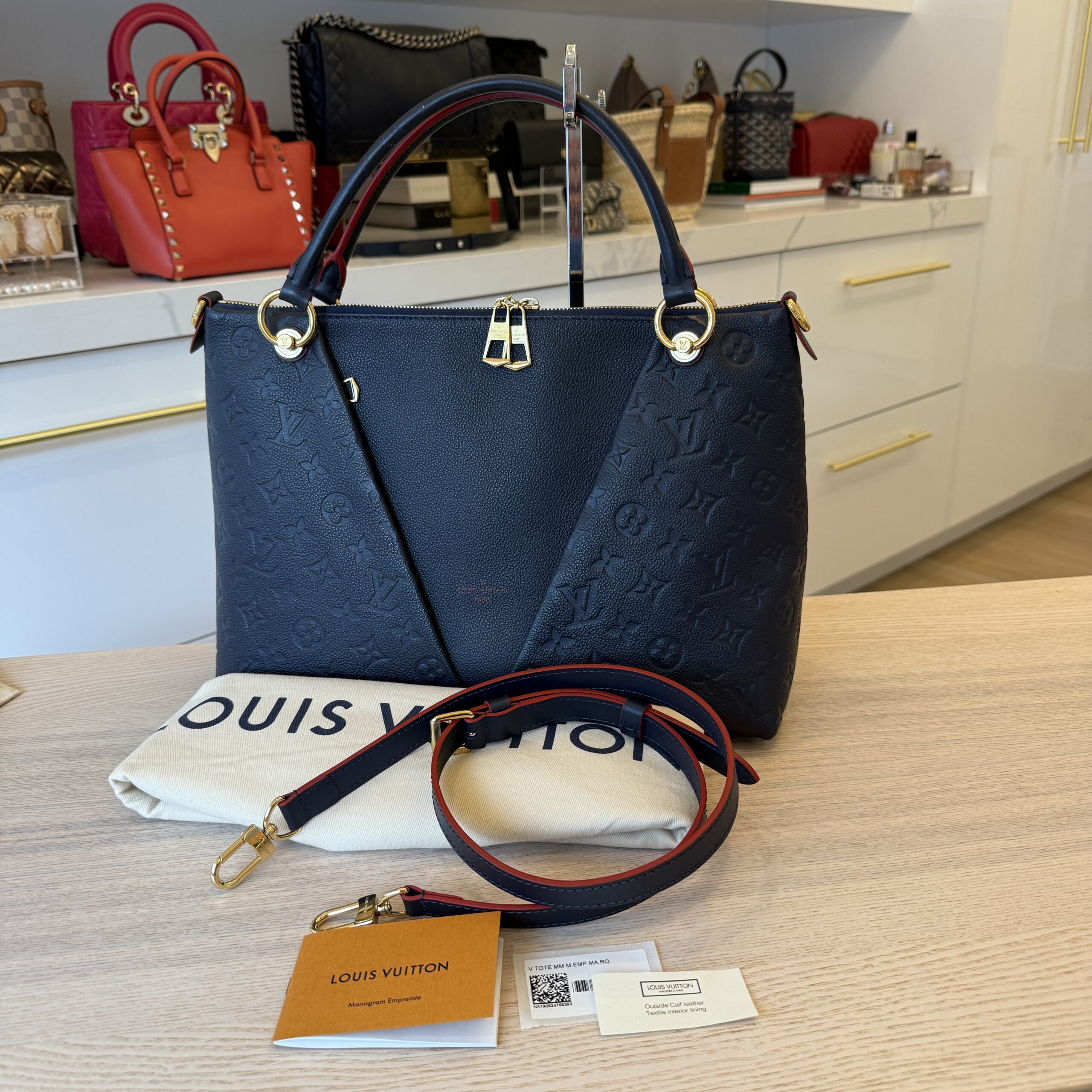 Louis Vuitton Empreinte V Tote MM Marine Rouge