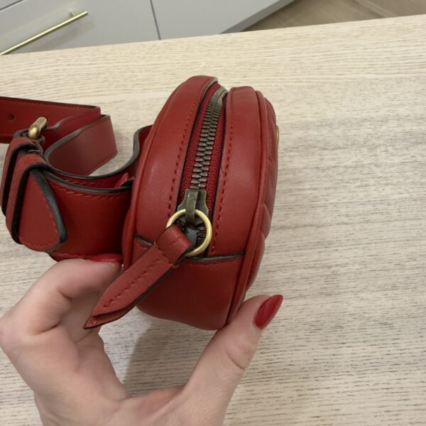 Gucci Calfskin Matelasse GG Marmont Belt Bag 95 38 Red