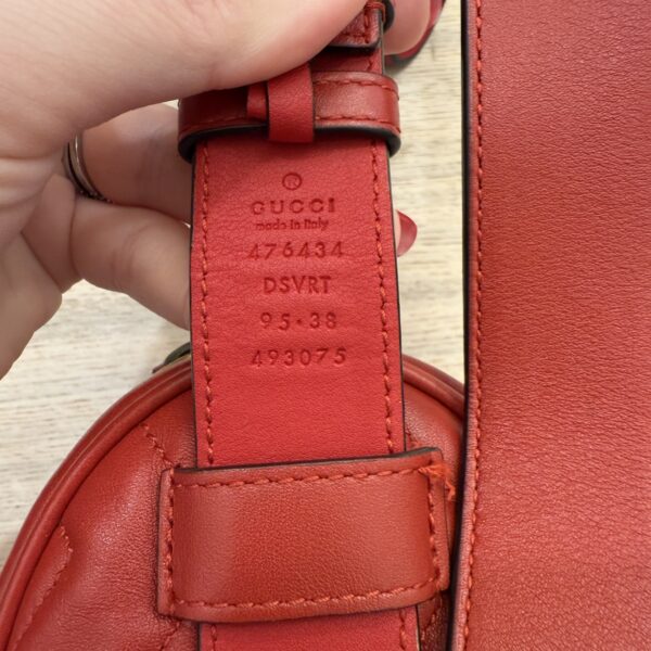 Gucci Calfskin Matelasse GG Marmont Belt Bag 95 38 Red