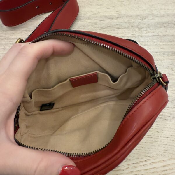 Gucci Calfskin Matelasse GG Marmont Belt Bag 95 38 Red