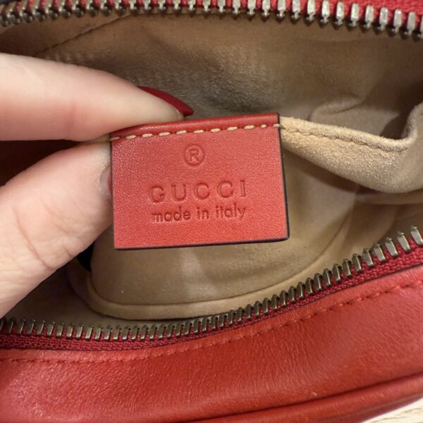 Gucci Calfskin Matelasse GG Marmont Belt Bag 95 38 Red